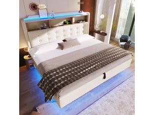 Lit coffre 180x200 cm WISHDOR   coloris beige