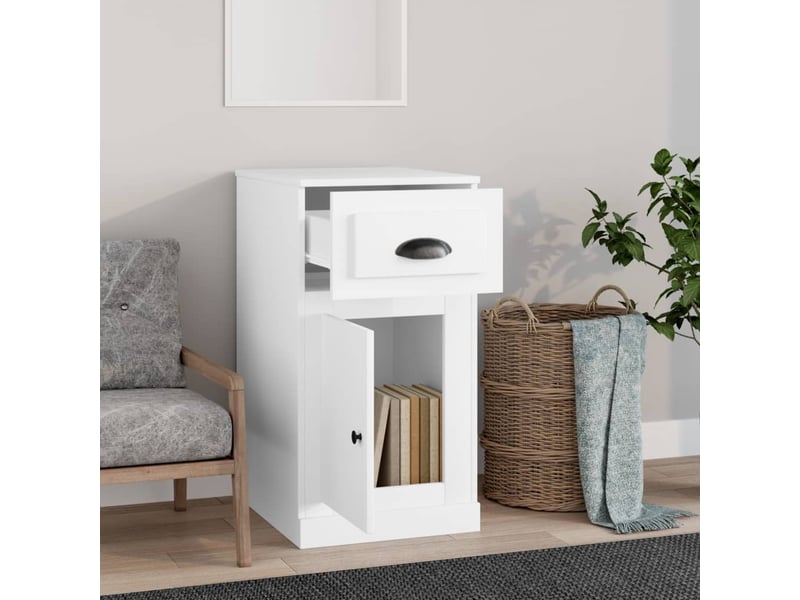  Armoire latérale, meuble de rangement avec tiroir blanc 40x50x75cm bois d'ingénierie  - Conforama C