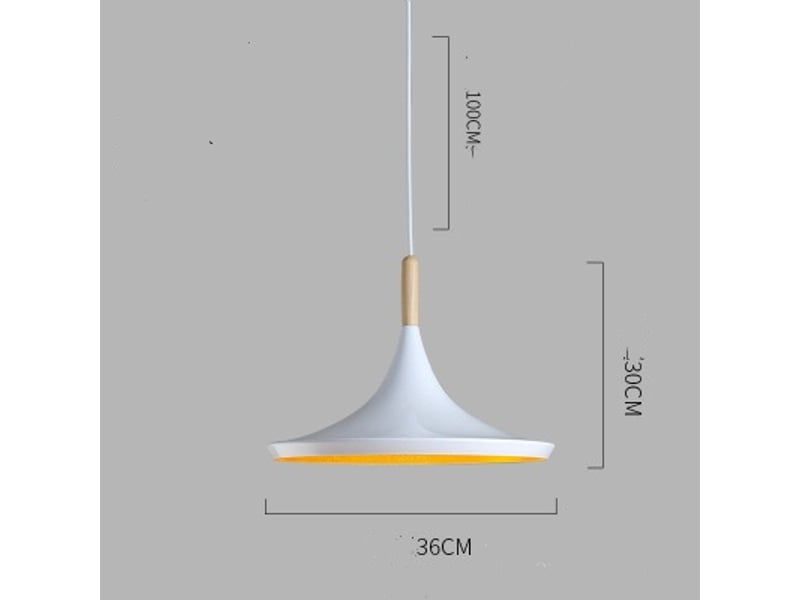  Suspension en métal et bois 40w – blanc naturel, ø36 x h30cm  - Conforama B