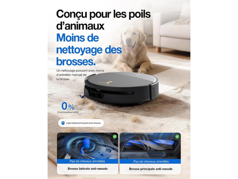  ECOVACS DEEBOT T90S Pro Omni Set Robot Aspirateur Laveur,40000Pa,OZMO Roller 3.0,Anti-Enchevêtrement 40000Pa, OZMO Roller 3.0, YIKO - Conforama R