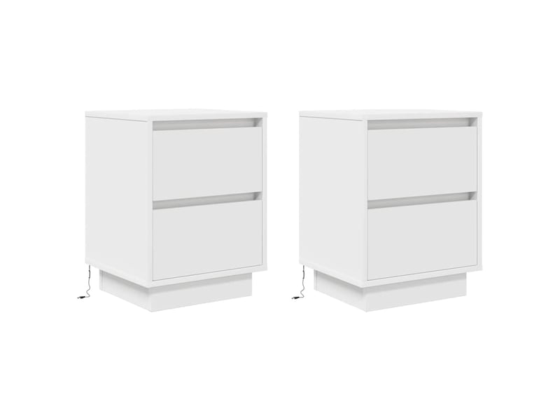 Lot de 2 tables de chevet - cabinet de chevet - table de nuit avec lumières led blanc 38x34x50 cm - Conforama B