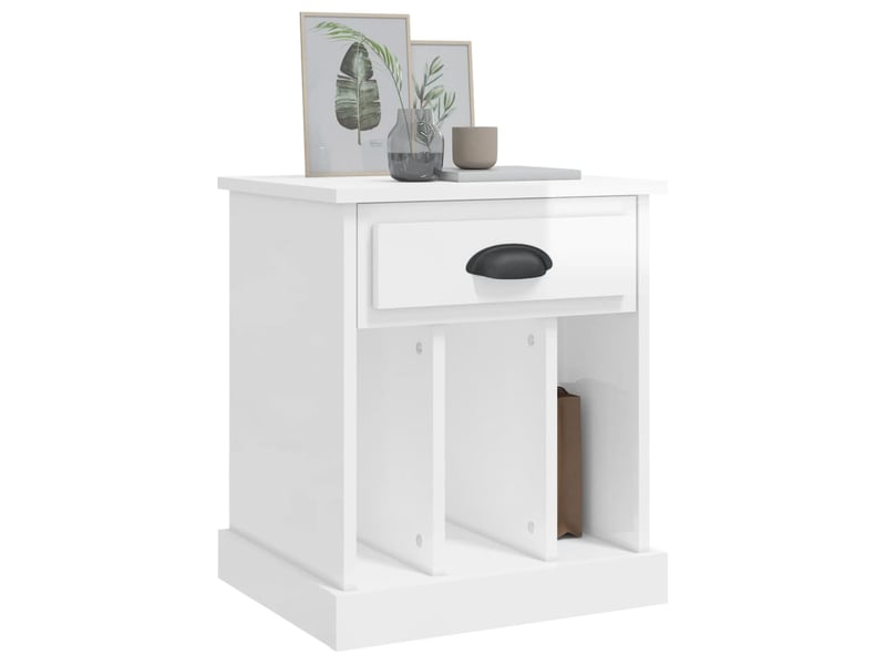  Lot de 2 tables de chevet - cabinet de chevet - table de nuit blanc brillant 43x36x50 cm  - Conforama C
