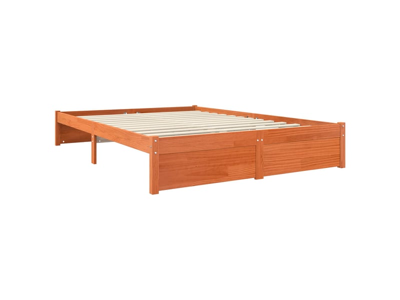  Lit double- lit adulte -  cadre de lit  marron 150 x 200 cm bois de pin massif  - Conforama B