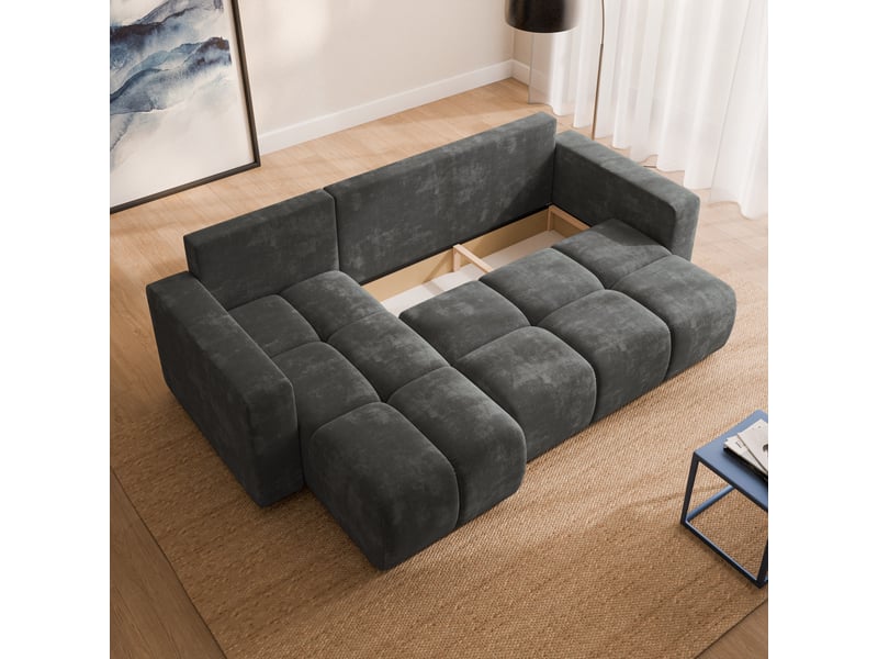  Canapé d'angle ramil, tissu chenille gris  - Conforama C