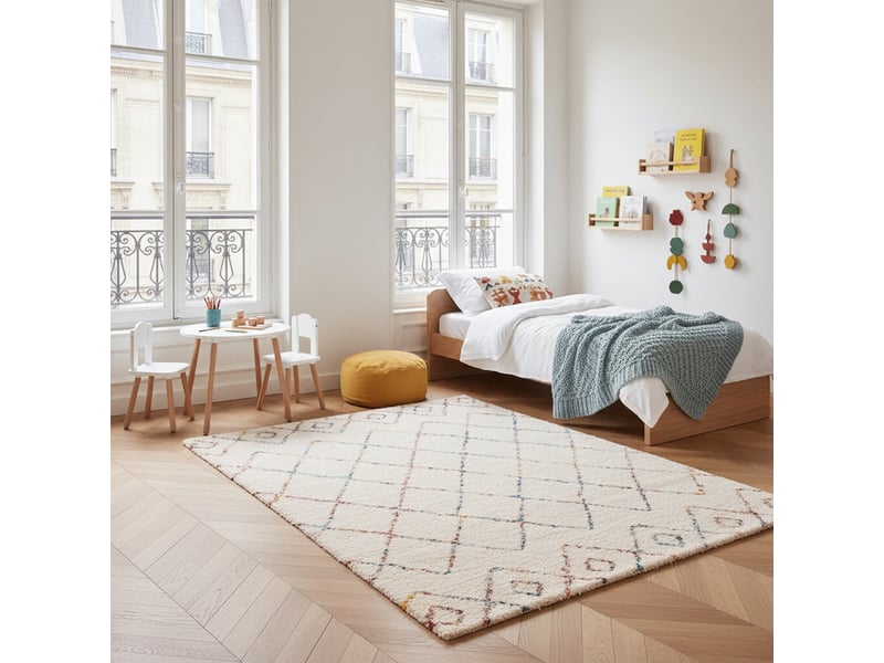  Tapis shaggy design doux et volumineux beige 80 x 150 cm  - Conforama C