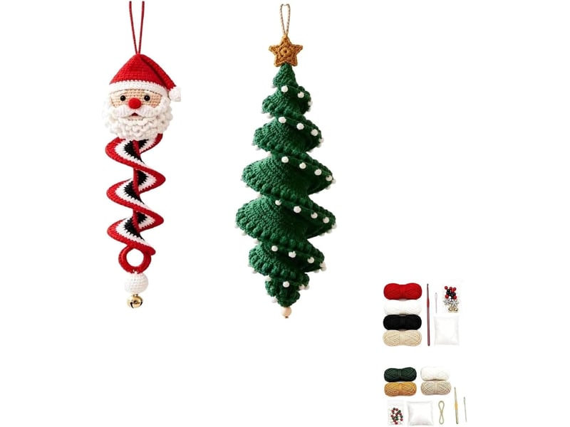  Lot de 2 kits diy crochet bonhomme de neige en spirale – pour débutants, ornements de noël à réaliser soi-même-style 5  - Conforama A