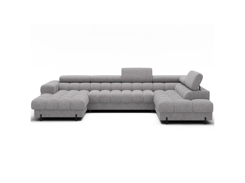  Canapé panoramique convertible gris chiné clair angle droit feraria 358x93x202cm  - Conforama A