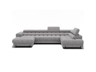 Canapé d'angle droit fixe MEUBLORAMA  3 places Polyester gris avec coffre de rangement