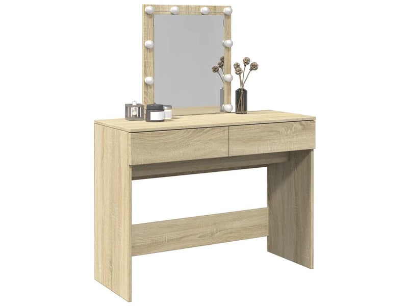  Coiffeuse, table de maquillage avec led chêne sonoma 100x40x130 cm shl96565  - Conforama D