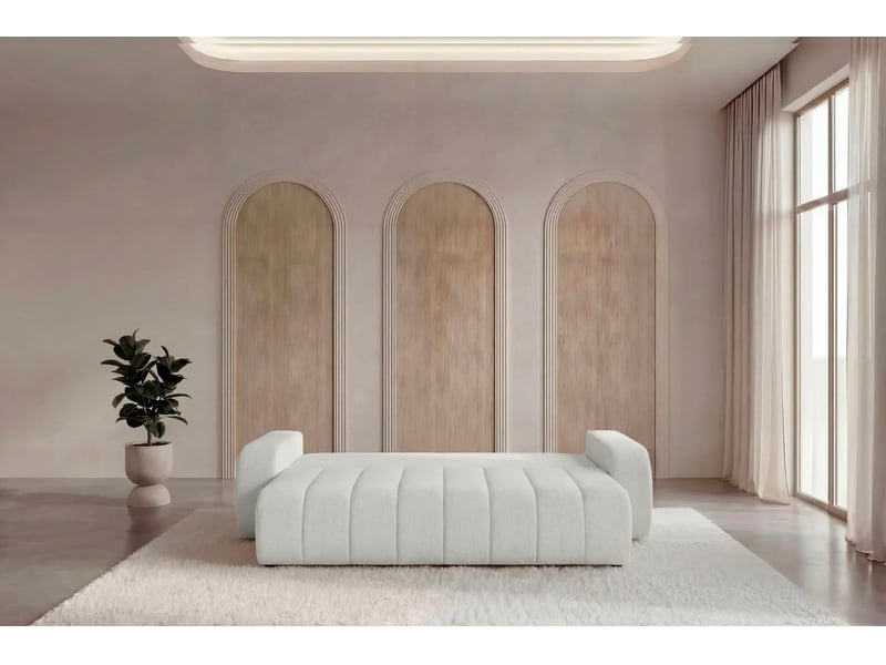  Celeste - canapé droit convertible tissu bouclette 3 places blanc  - Conforama A