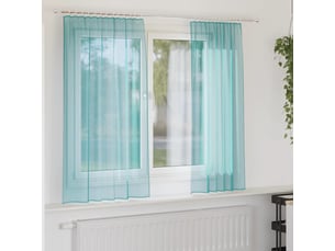 Lot de 2 rideaux en voile, voilages avec passe-tringles turquoise cf44495