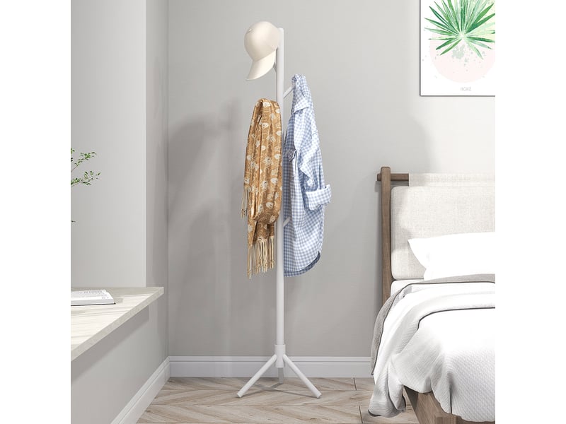  Porte-manteau en bois en forme d'arbre avec 8 crochets pour suspendre vêtements et sacs dans l'entrée ou le couloir, 40 x 40 x 165 cm, blanc  - Conforama C
