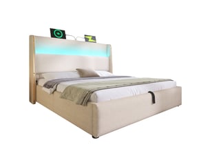 Lit coffre 160x200 cm <strong>MIVRAY </strong>  <strong></strong> coloris beige
