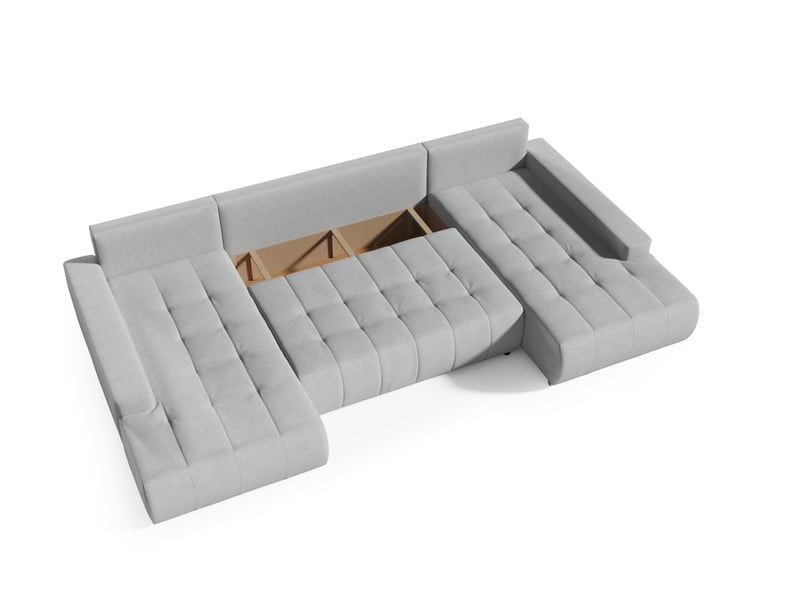  Canapé d'angle convertible velutti u velours aston gris, forme u avec coffre  - Conforama B
