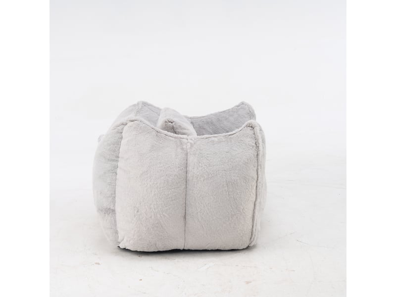  Pouf géant gris en fausse fourrure avec coussin, assise confortable pour salon  - Conforama D