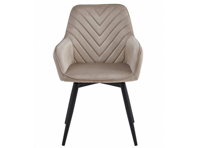 Family chaise - velours beige foncé pieds noirs x 1  - Conforama C