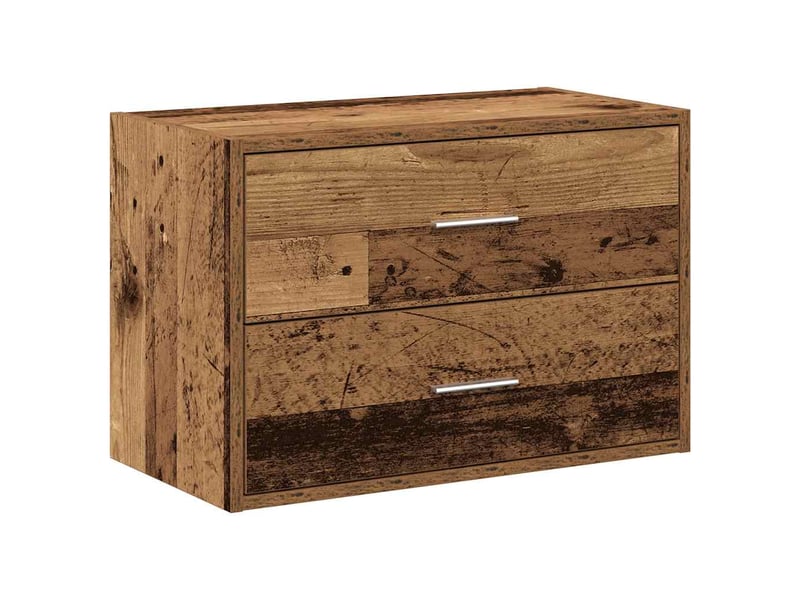  Armoire à tiroirs, commode avec 2 tiroirs vieux bois 60x31x40 cm bois d'ingénierie  - Conforama A