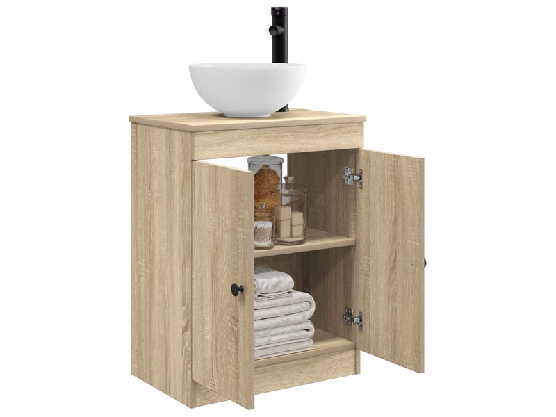 Meuble salle de bain avec évier, meuble de rangement chêne sonoma 54x35x83 cm shl6746 - Conforama C