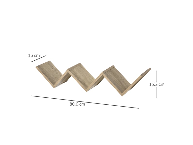  Etagères murale flottante - design contemporain en v - kit fixation inclus - panneaux particules chêne clair  - Conforama E