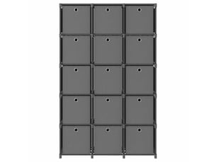 Étagère à 15 cubes avec boîtes gris 103x30x175,5 cm tissu