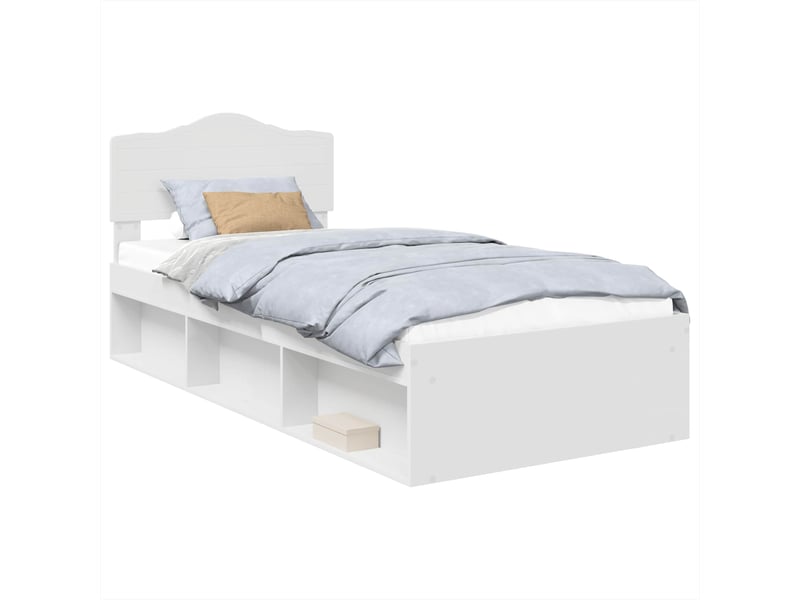 Lit simple- lit adulte - cadre de lit blanc 100 x 200 cm bois de pin massif - Conforama A