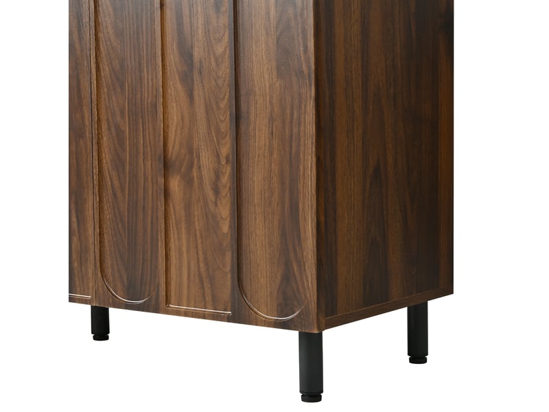  Meuble à chaussures buffet 3 portes 120x37x80 cm mdf noyer mat avec étagères réglables  - Conforama E