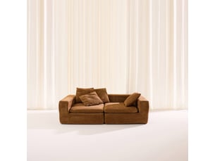 Canapé droit compressé fixe 3 places Tissu Terracotta