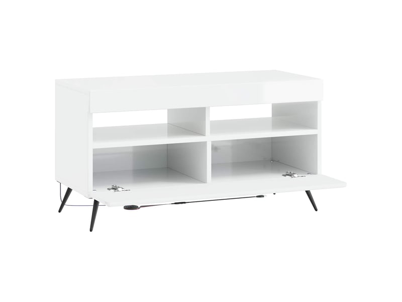 Meuble tv - banc tv - meuble de rangement led breda blanc brillant bois d'ingénierie - Conforama E