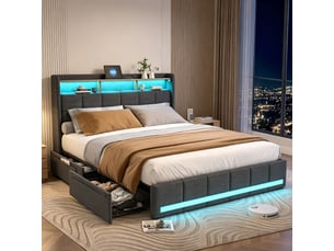 Lit coffre 160x200 cm YELENARO   coloris gris