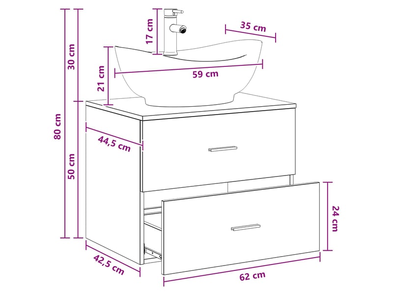 Ensemble de mobilier de salle de bain bois ancien cf64609 - Conforama E