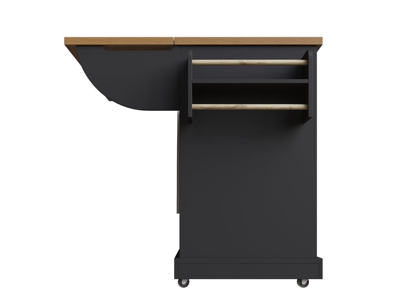  Îlot de cuisine 147x44x93 cm pliable multifonction mdf métal noir  - Conforama E