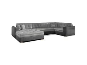 Canapé panoramique convertible caldero 5 places gris clair et foncé – angle gauche