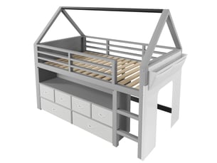 Lit mezzanine 90x200 cm evarich coloris gris