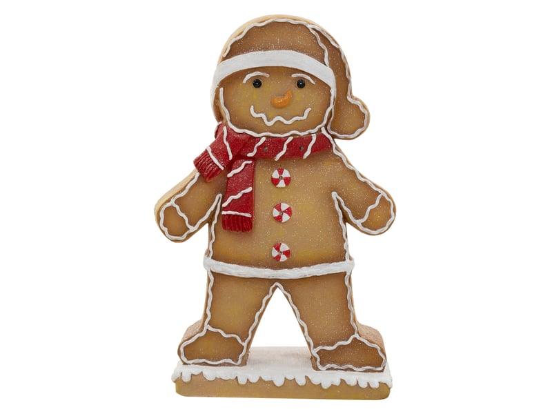 Ecd germany figurine de noël bonhomme en pain d'épices à led 76 cm, décoration lumineuse d'interieur sur piles (non incluses) avec bonnet et écharpe, ornement à poser pour cheminée plateau de table ECD Germany GmbH - Conforama B
