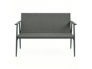 Banc de jardin 2 places 110 x 58 x 78 cm – gris et gris foncé – résine tressée, pieds réglables