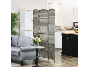 Paravent intérieur en bois 3 panneaux séparateur de pièce pliable pour salon chambre 135 x 180 cm gris