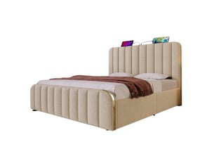 Lit avec rangement 180x200 cm <strong>MEULVA</strong>  <strong></strong> coloris beige