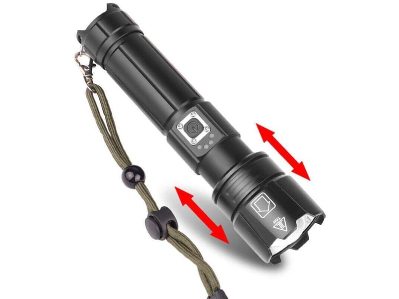  Lampe torche led 1500 lumens, lampe tactique zoom pour camping randonnée d'urgence  - Conforama E