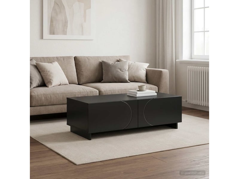  Table basse - table de salon - table à thé noir 102 x 50,5 x 35 cm bois composite  - Conforama B