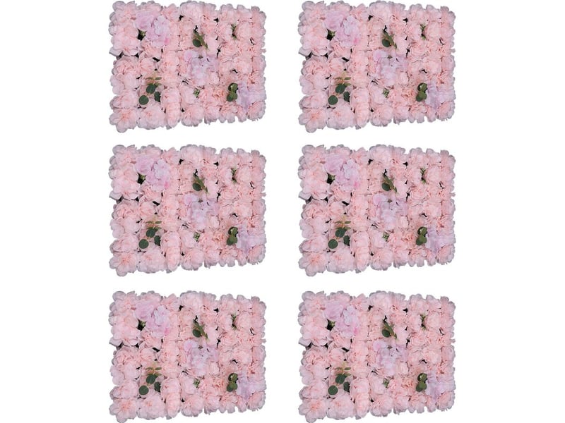 Lot de 6 panneaux muraux de fleurs artificielles rose pâle, mur de fleurs en soie, fond décoratif pour mariage, baptême, fête et événement - 40x60 cm - Conforama A