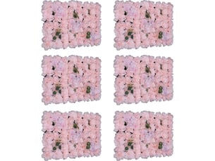 Lot de 6 panneaux muraux de fleurs artificielles rose pâle, mur de fleurs en soie, fond décoratif pour mariage, baptême, fête et événement - 40x60 cm