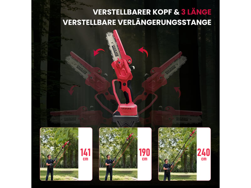  Élagueuse sur perche sans fil 300 w, télescopique 141-240 cm, tête pivotante 180°  - Conforama E