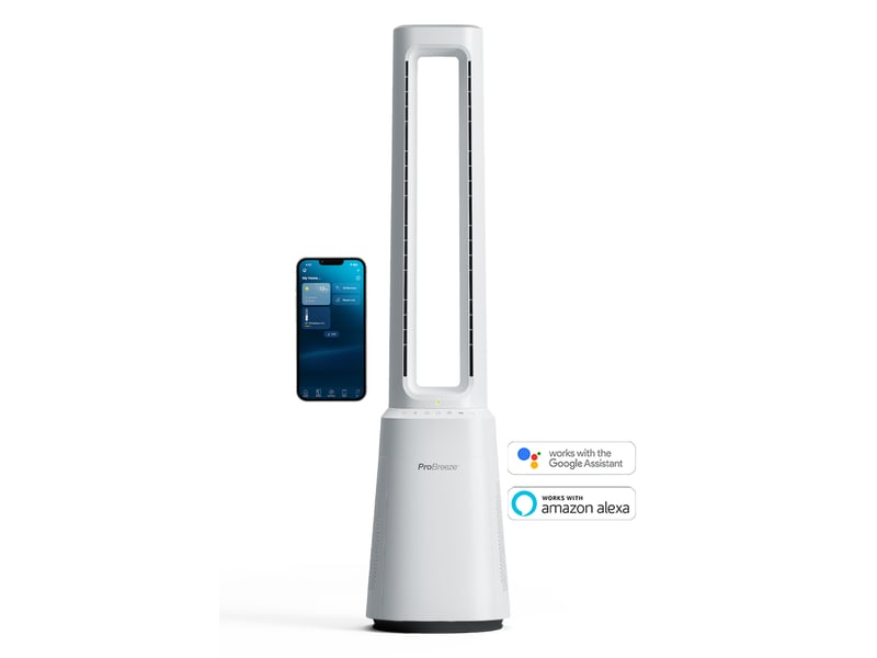 Ventilateur Colonne Sans Pales 56cm - 8 Vitesses, Télécommande, Minuterie 8h, Oscillant 80° Ventilateur Sans Pale