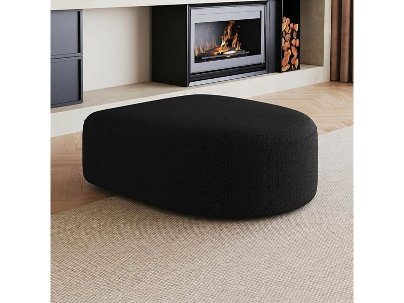  Pouf noir en tissu 87x84x38 cm rembourrage mousse haute résilience  - Conforama B