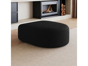Pouf noir en tissu 87x84x38 cm rembourrage mousse haute résilience
