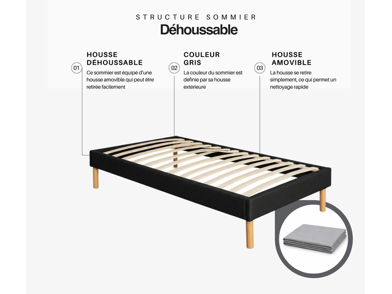 Ensemble sommier tapissier et matelas 80x190 cm - couleur : gris - matelas latex accueil moelleux greggris-marie-80x190-gris - Conforama E