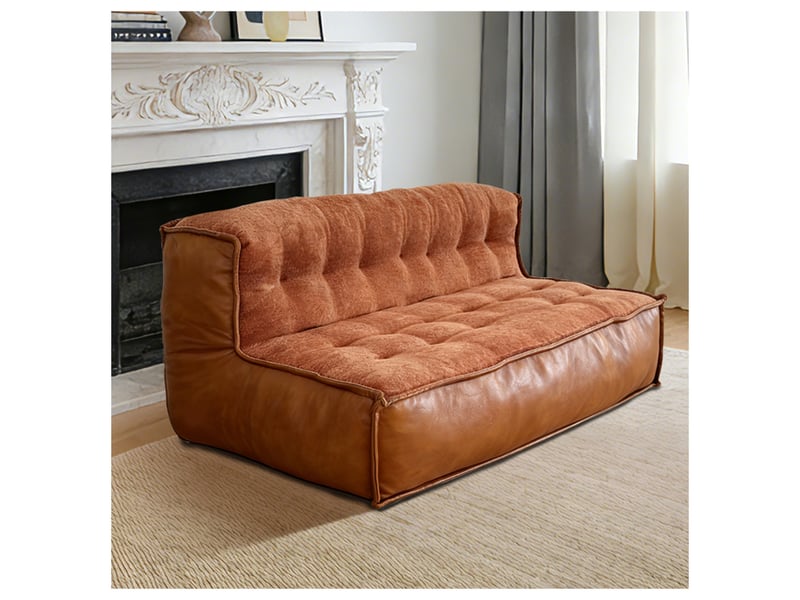  Canapé 2 places élégant avec dossier incurvé capitonné, design compact  - Conforama B