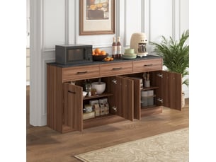 Buffet 4 porte(s) 3 tiroir(s) <strong>HAVRYA</strong> <strong></strong> - 160 cm coloris marron