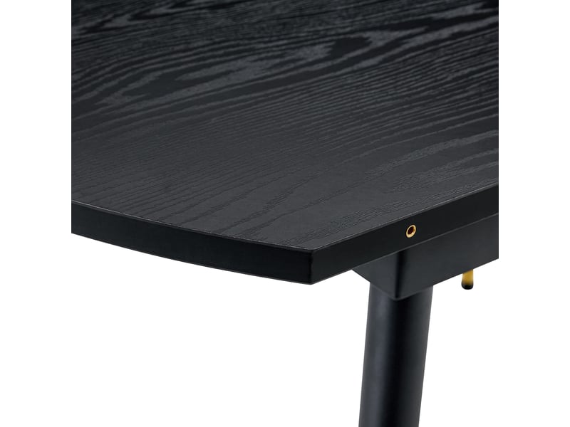 Table à rallonges, extensible, plateau en mdf rehaussé de touches dorées, noir - Conforama W