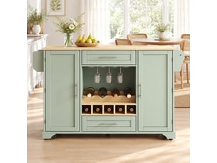 Desserte de cuisine à plateau rabattable - 5 roulettes, range-bouteilles mdf vert antique 138 × 4570 × 92 cm